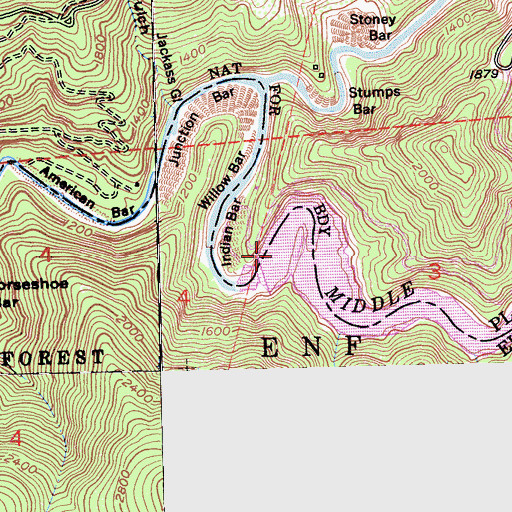 Topographic Map of Oxbow Bar, CA