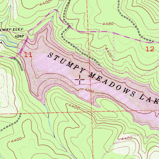 Topographic Map of Stumpy Meadows, CA