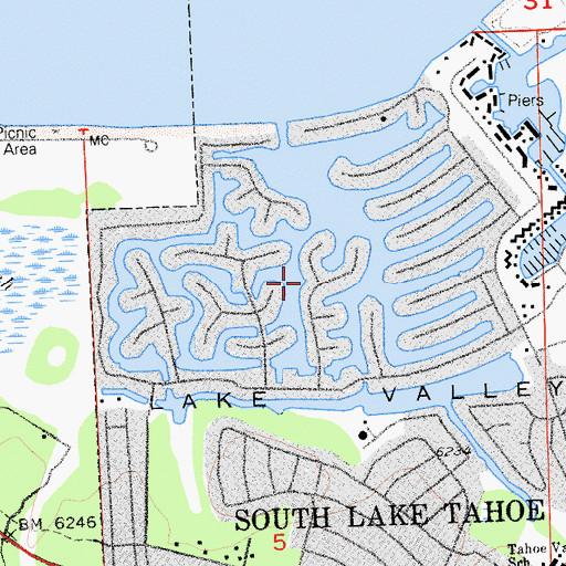 Topographic Map of Tahoe Keys, CA