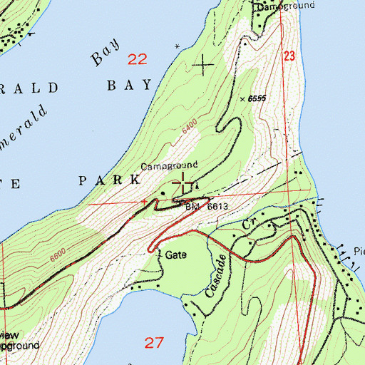 Topographic Map of Upper Eagle Point Campground, CA