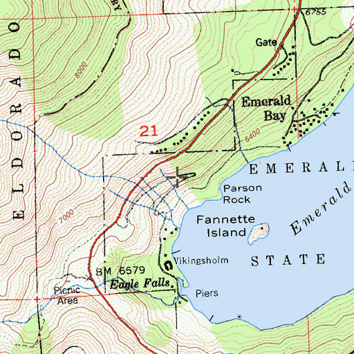 Topographic Map of Vikingsholm Trail, CA