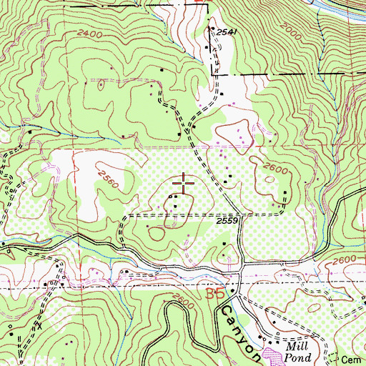 Topographic Map of Andersens Hidden Valley Farm, CA