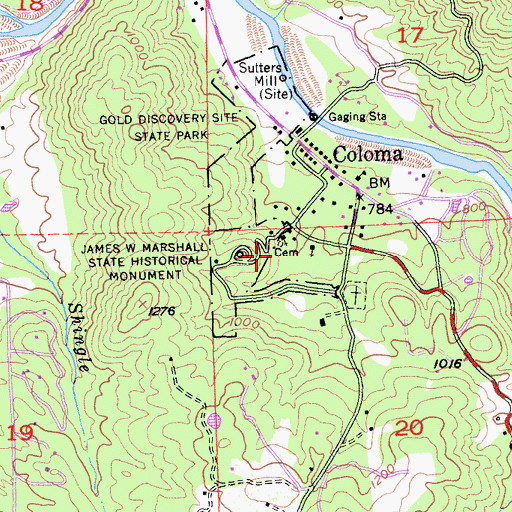 Topographic Map of Saint John's Catholic Cemetery, CA