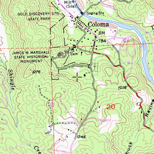 Topographic Map of Coloma Winery, CA
