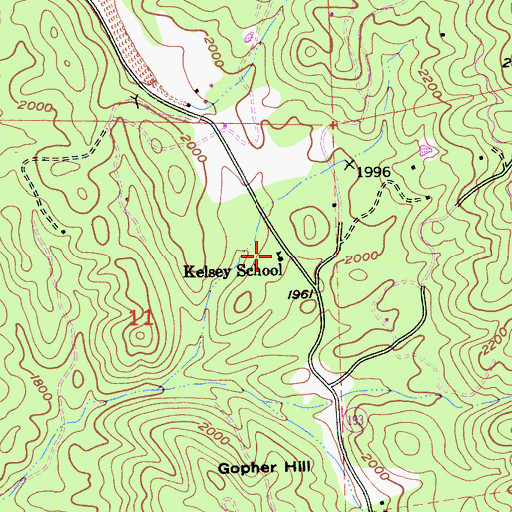 Topographic Map of Divide High School, CA