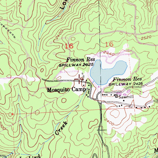 Topographic Map of Finnon Lake Picnic Area, CA