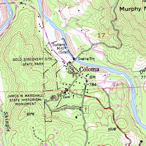 Topographic Map of Koloma (historical), CA