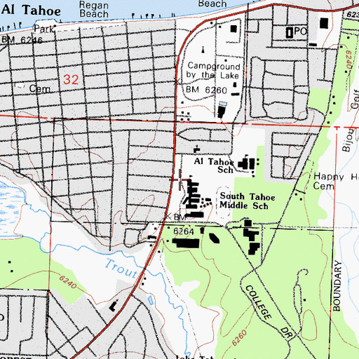 Topographic Map of Mount Tallac High School, CA