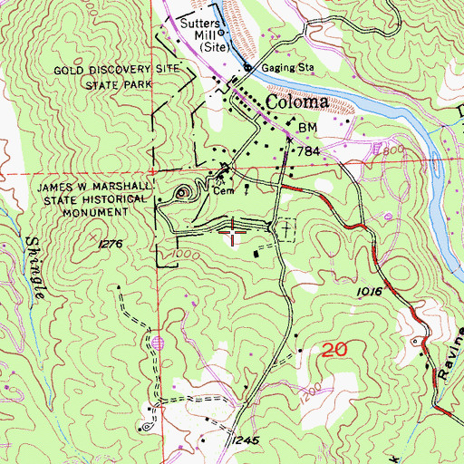 Topographic Map of Old Coloma Theatre, CA