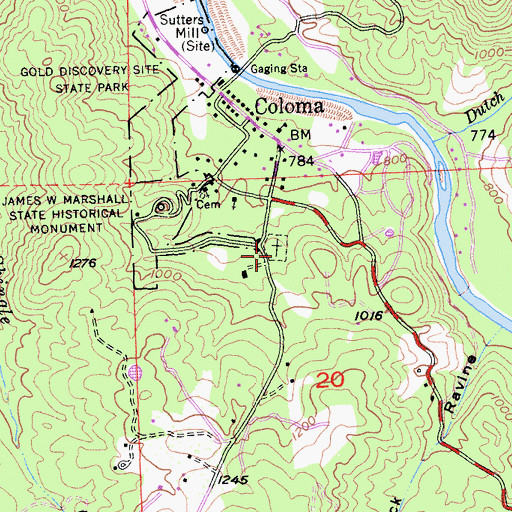 Topographic Map of Pioneer Cemetery, CA