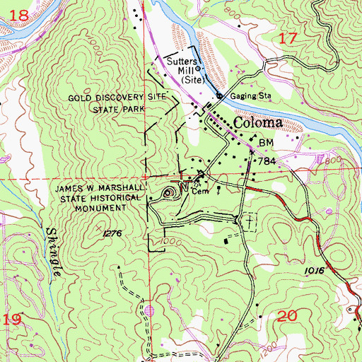 Topographic Map of Saint Johns Catholic Church, CA
