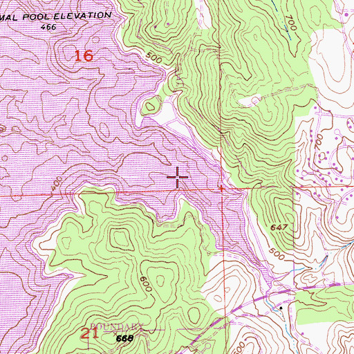Topographic Map of Browns Ravine Cove, CA