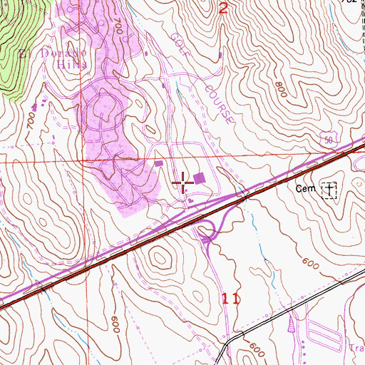 Topographic Map of El Dorado Hills Village Center Shopping Center, CA