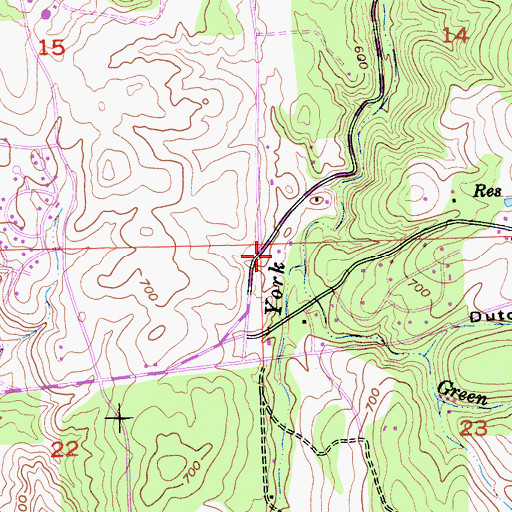 Topographic Map of Oak Creek Hills, CA