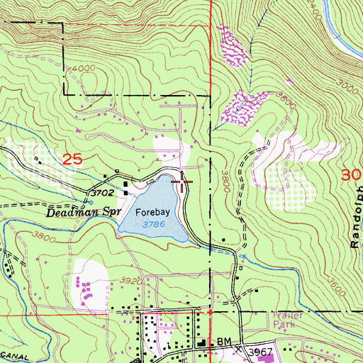 Topographic Map of Pollock Pines Recreation Park, CA