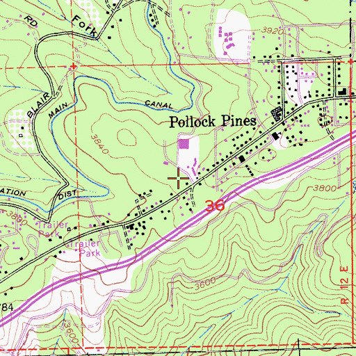 Topographic Map of Pony Express Village Shopping Center, CA