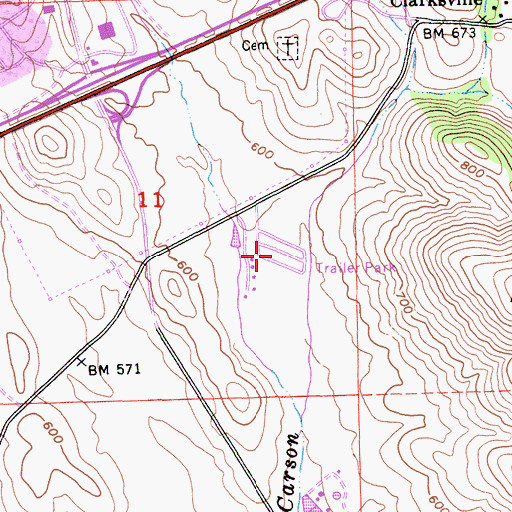 Topographic Map of Sunset Mobile Home Park, CA
