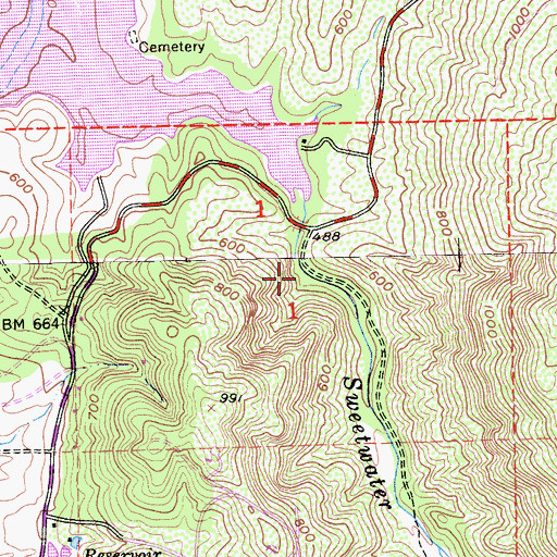 Topographic Map of Sweetwater Basin Wildlife Area, CA