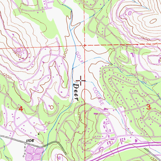 Topographic Map of Cameron Park Country Club, CA