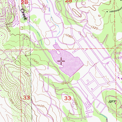 Topographic Map of Cameron Park Lake, CA