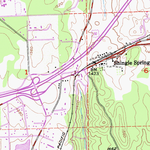 Topographic Map of French Creek Shopping Center, CA