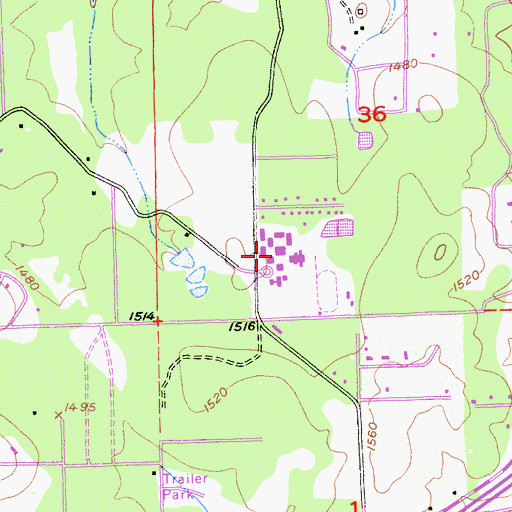 Topographic Map of Ponderosa High School, CA