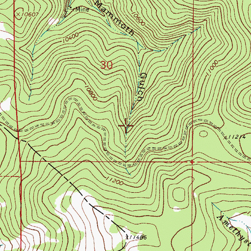 Topographic Map of Gold Crown Number Two Mine, CO