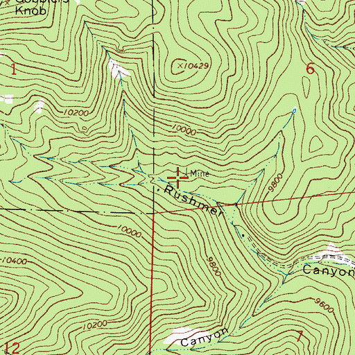 Topographic Map of Mineral Channel Number Twelve Mine, CO