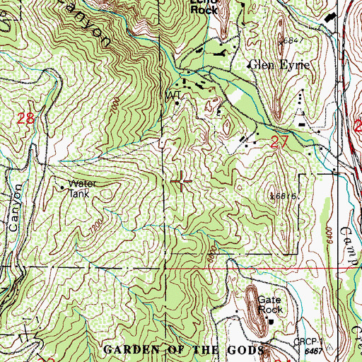 Topographic Map of Glen Eyrie Mine, CO