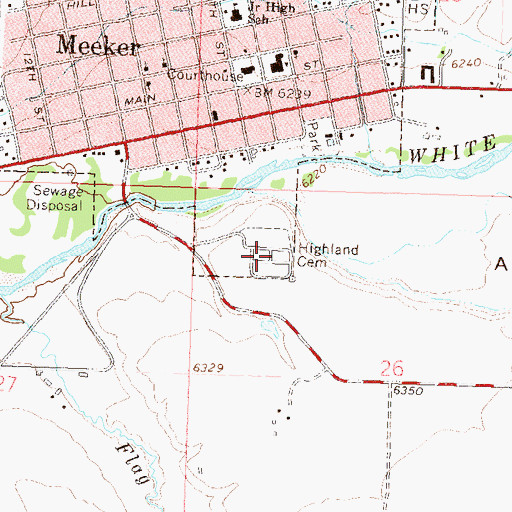 Topographic Map of Highland Cemetery, CO