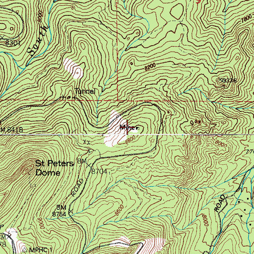 Topographic Map of Saint Peters Dome Pegmatite Prospect, CO