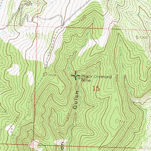 Topographic Map of Black Diamond Mine, CO