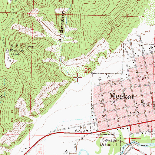 Topographic Map of Anderson Gulch, CO