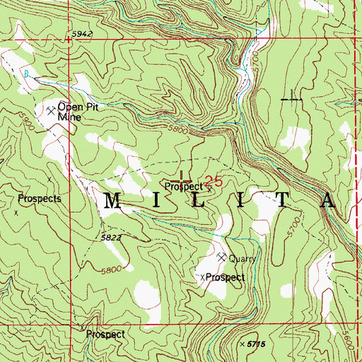 Topographic Map of Meadow Mine, CO