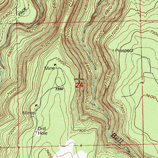 Topographic Map of Lucky Day Mine, CO