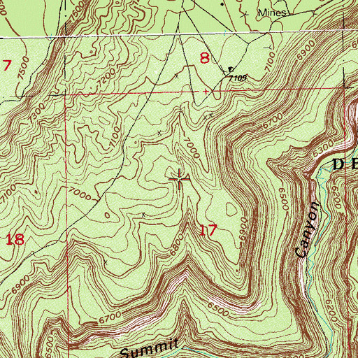 Topographic Map of Mercantile Bright Mine, CO