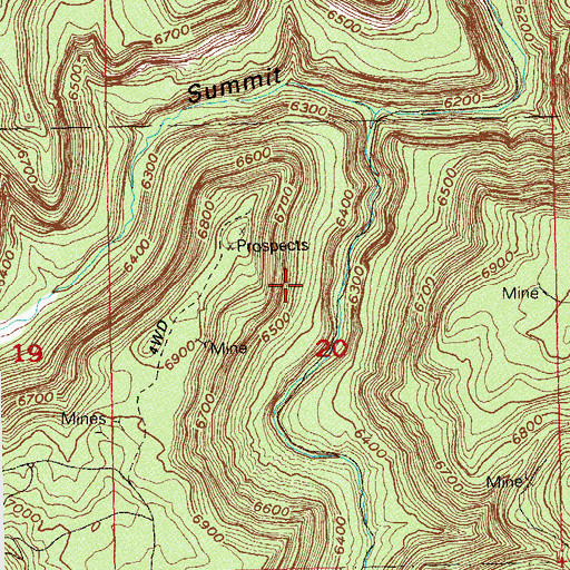 Topographic Map of Mickey Three Mine, CO