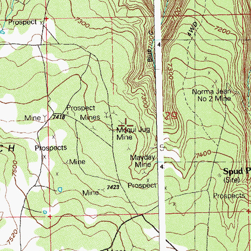 Topographic Map of Norma Jean Number Two Mine, CO