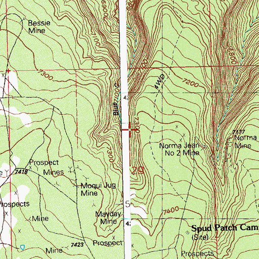 Topographic Map of Spud Patch Mine, CO