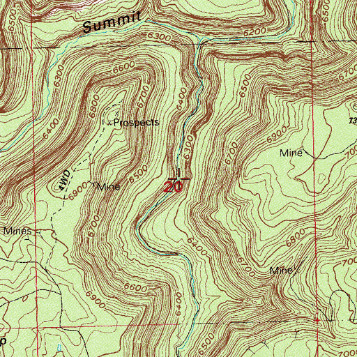 Topographic Map of Victor Two Mine, CO