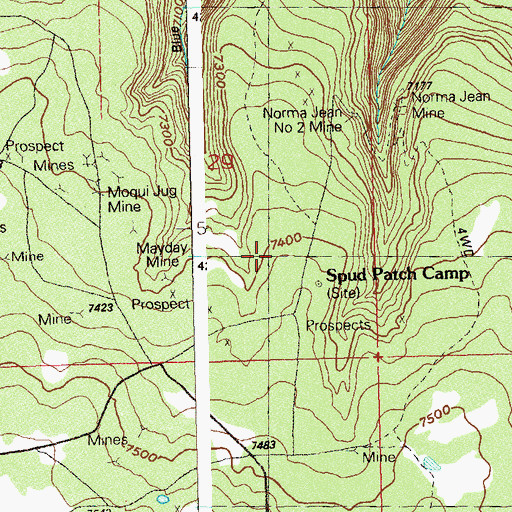 Topographic Map of Mardi Mine, CO