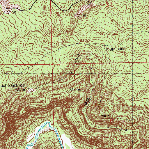 Topographic Map of Uncle Sammy Mine, CO