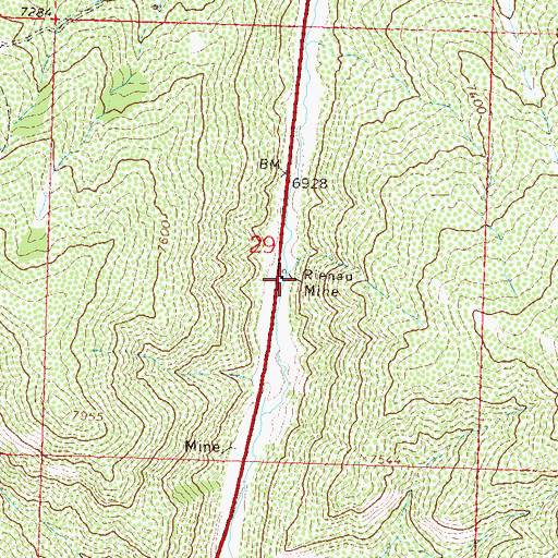 Topographic Map of Rienau Mine, CO