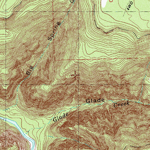 Topographic Map of Glade Canyon Prospect, CO