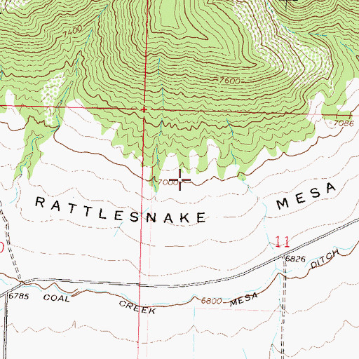 Topographic Map of Rattlesnake Mesa, CO