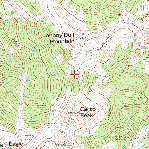 Topographic Map of Johnny Bull Mine, CO