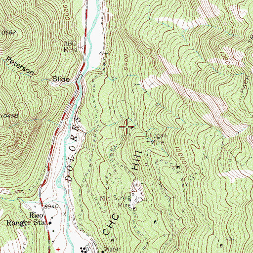 Topographic Map of Pigeon Mine, CO