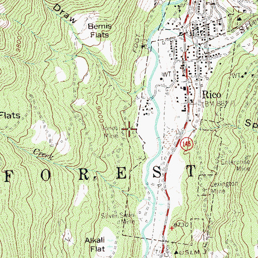 Topographic Map of Whim Mine, CO