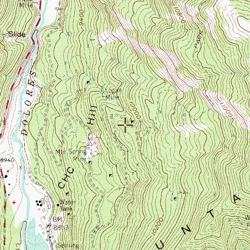 Topographic Map of Logan Shaft Mine, CO