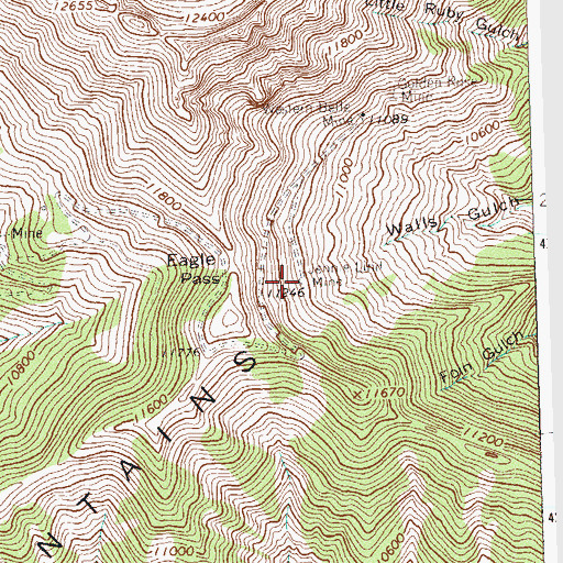 Topographic Map of Jenny Lind Mine, CO